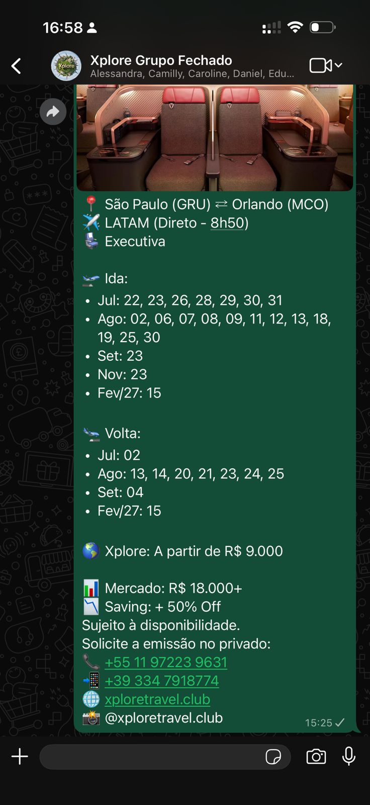 Radar — GRU ↔ Orlando (MCO) em executiva LATAM